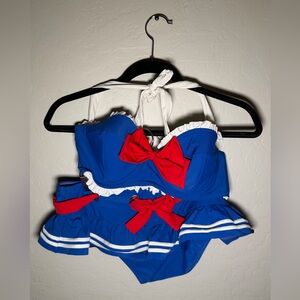 Hot Topic Sailor Moon Blue and Red Bikini with White Trim